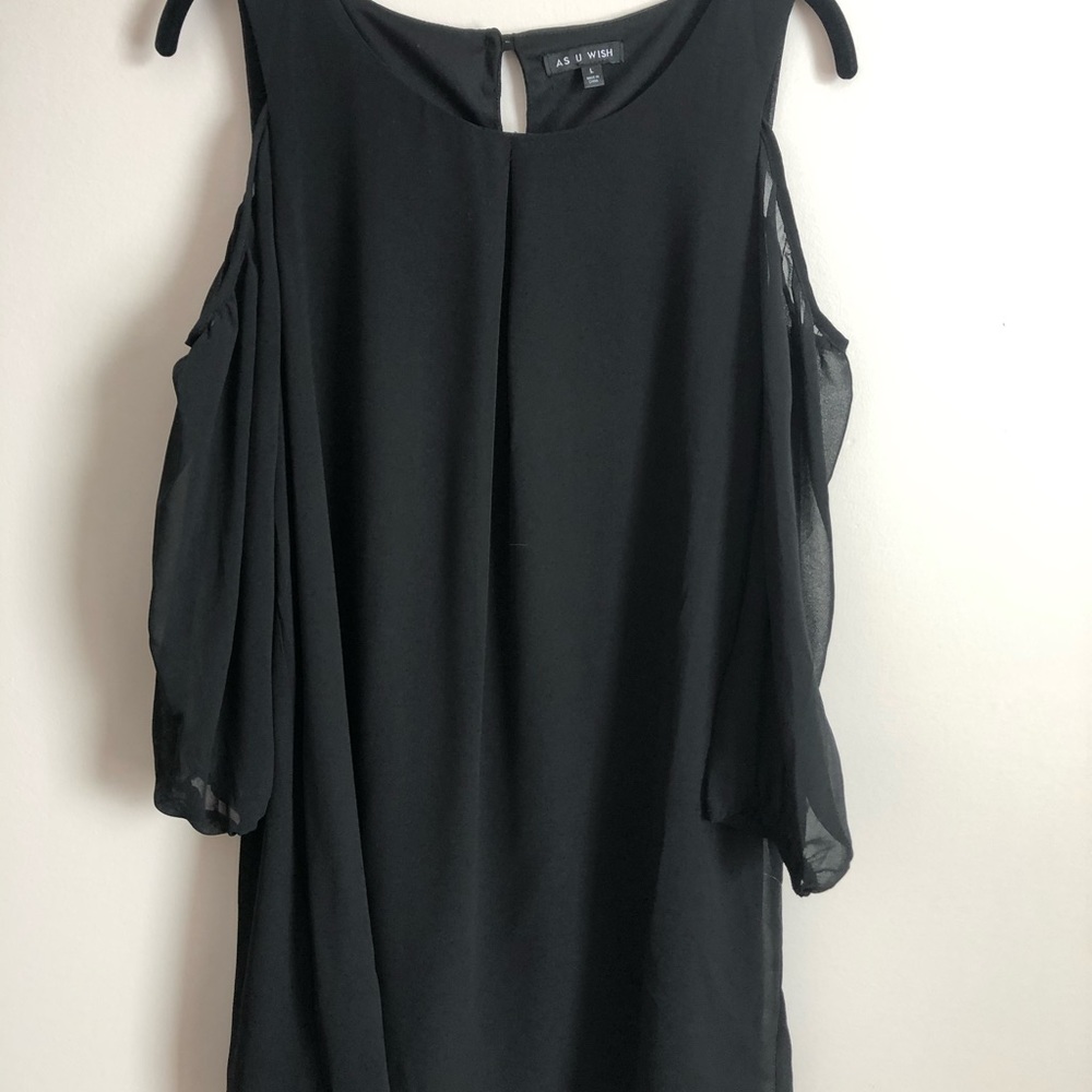 Black cold shoulder dress